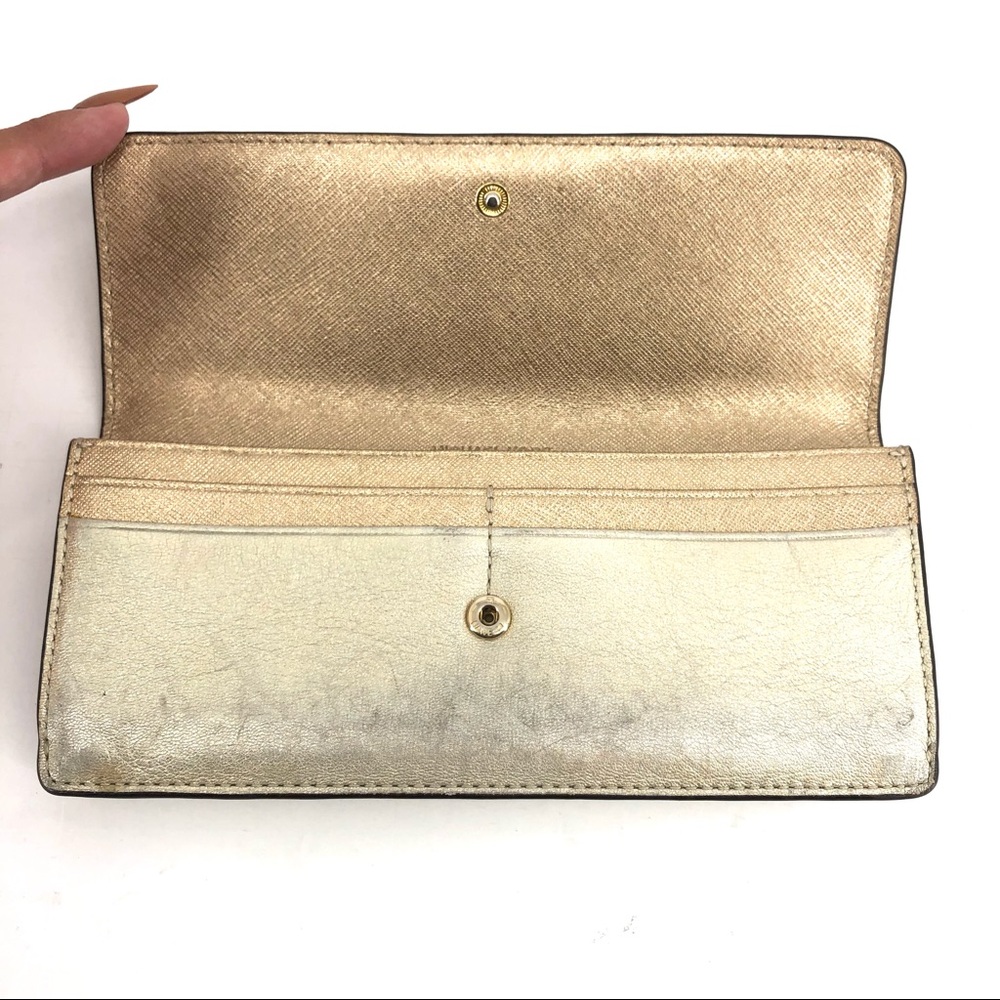 Michael Kors Gold Metallic Flap Wallet - Picture 3 of 7